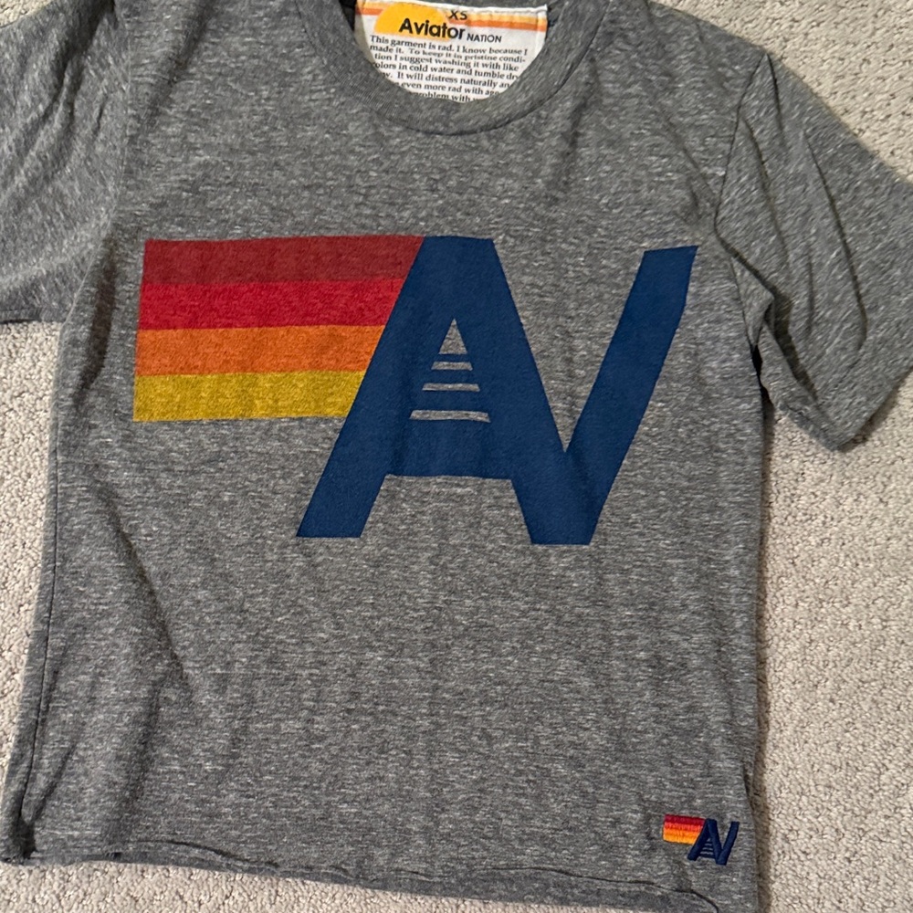 Aviator Nation  women’s cropped Gray Logo Tee 
size XS
